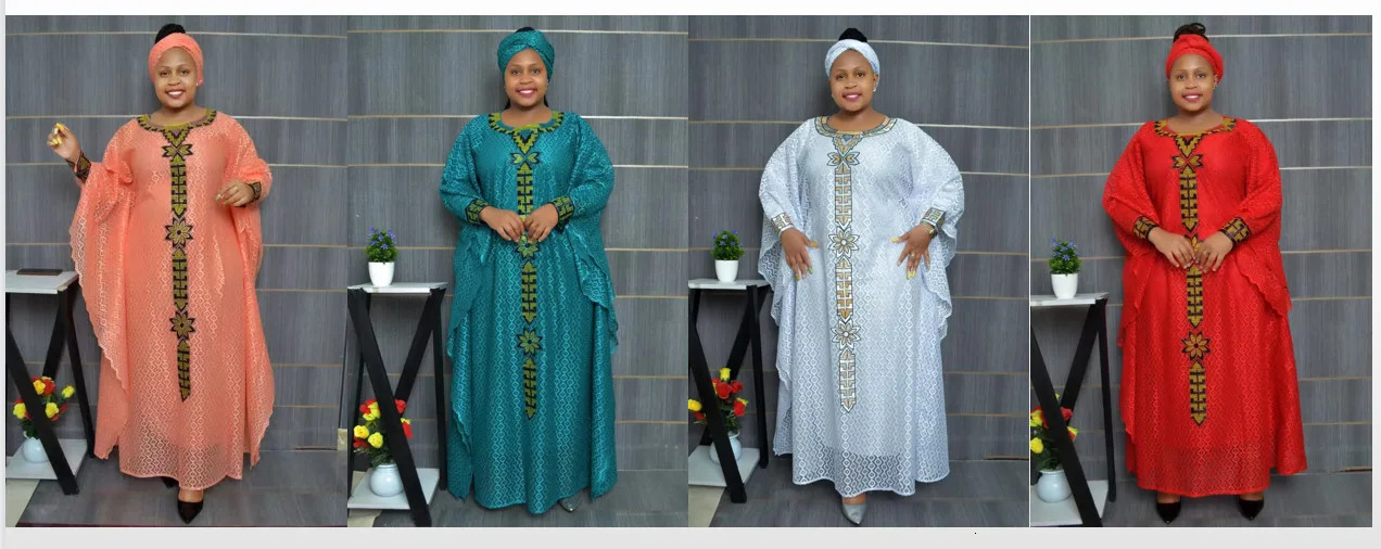 Home Fashion African Womens Wear Muslim Lace Boubou Dashiki Traditional Clothing Ankara Evening Dress 250409