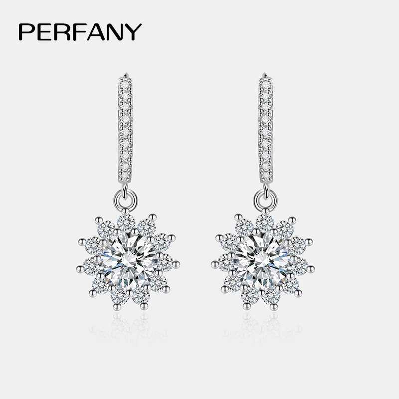 PERFANY 0.5/1CT Moissanite Earrings for Women S925 Pure Silver Sunflower Laboratory Diamonds Drop Earring Luxury Wedding Jewelry Z250408