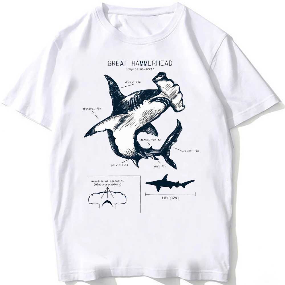 Whale Shark Anatomy Biology T-shirt unisex womens loose hip-hop casual T-shirt mens beach diving white T-shirt retro boy T-shirtXJ250409