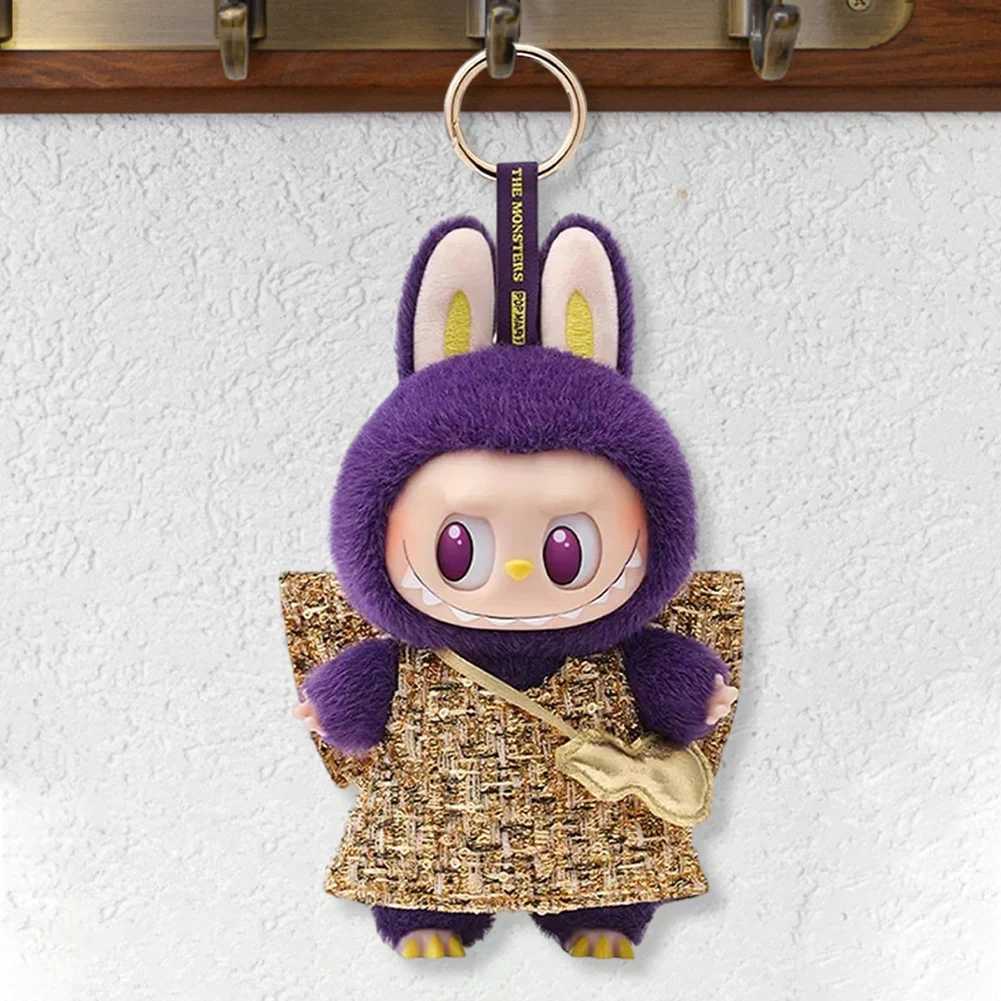 Purple Labubu Plush Doll Toy Keychain Kaii Backpack Pendant Anime Character Model Birtay Childrens GiftXJ250409