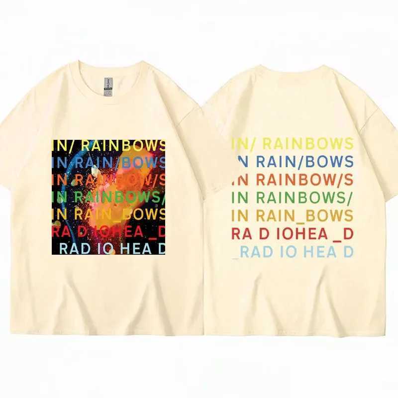 Rock band Radiohead graphic T-shirt music album Rainbow mens short sleeved hip-hop gothic punk oversized T-shirt streetwearXJ250409