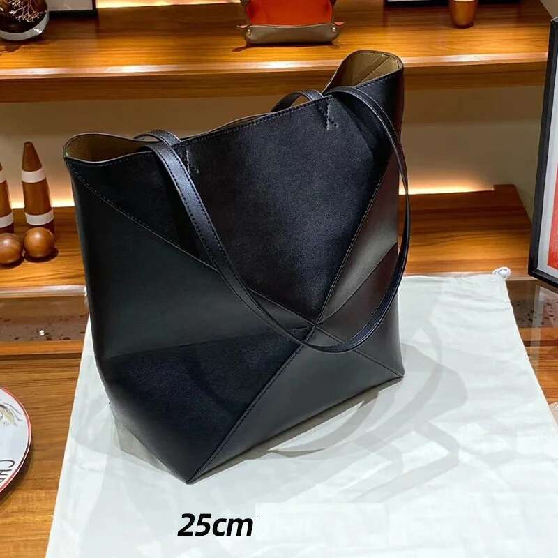 VIEE Genuine Leather Folded Tote Large Capacity Shopping Handles Shoulder Bag Ladies Portable Handbag