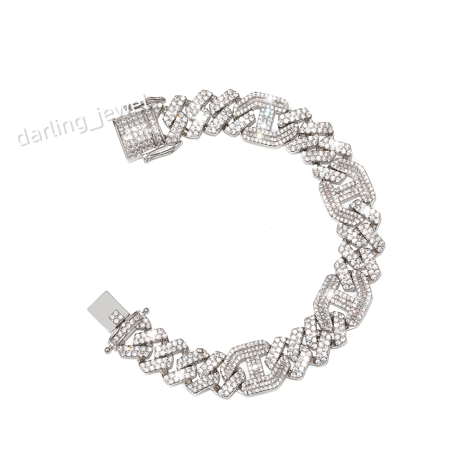 New Fashion 12mm Cuban Link Chain Iced Out Silver 925 Hiphop Jewelry Moissanite Bracelet