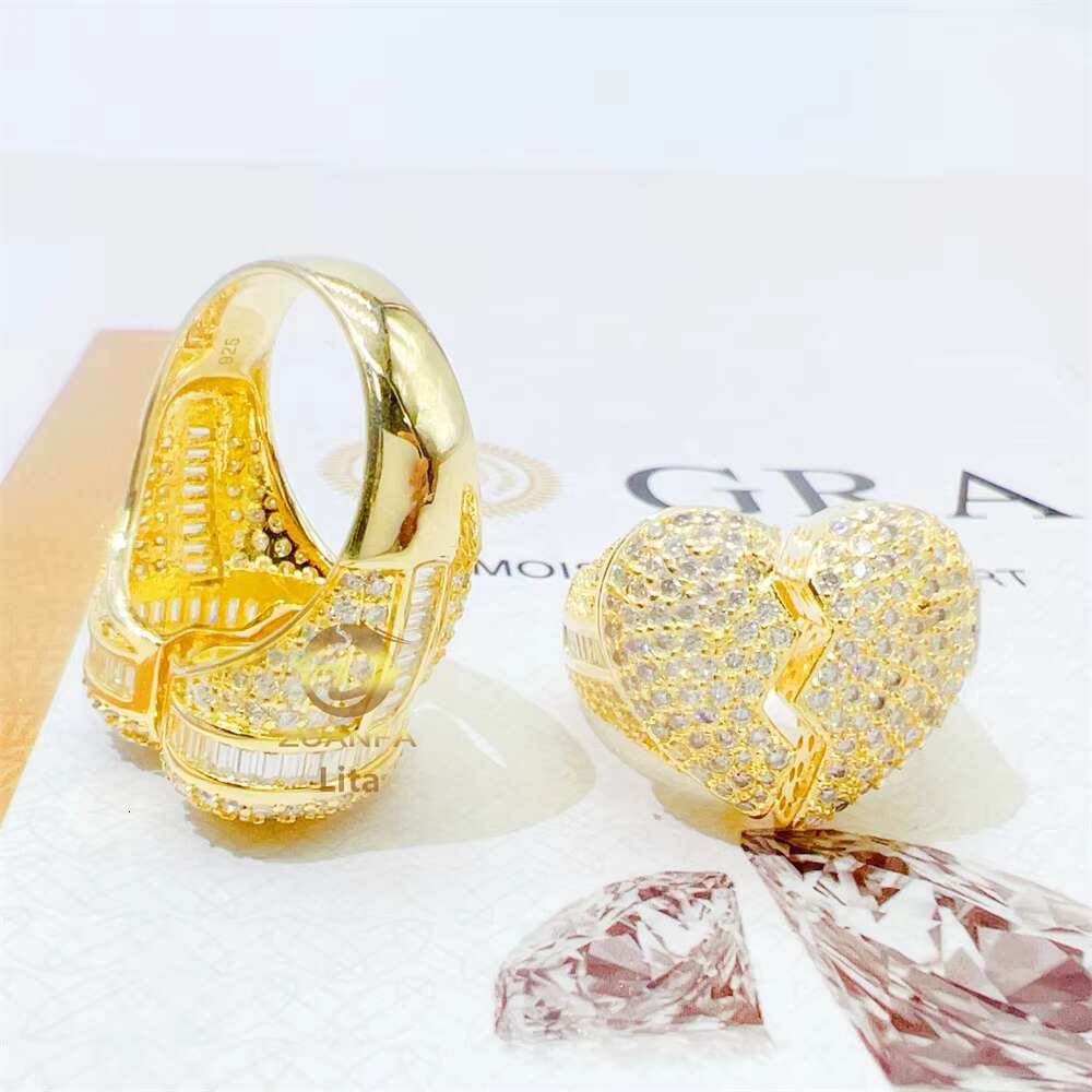Fashion Style Best Price Iced Out Jewelry Broken Heart Gra Certificate Silver Moissanite Hip Hop Men Diamond Ring