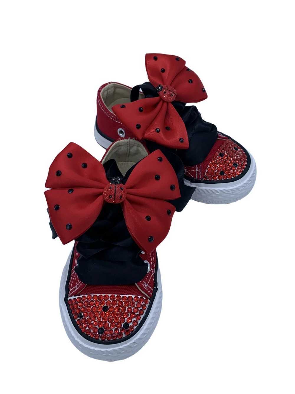 Dollbling childrens canvas shoes handmade Halloween custom casual apartment childrens ladies Bug crystal girls boys red Christmas sports shoes X250409