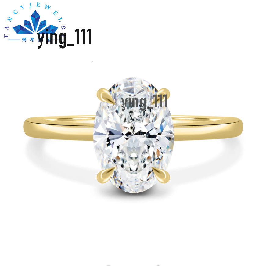 Real Gold 14k Yellow Gold 3CT 7*11mm Oval Ice Crush Cut Moissanite Engagement Ring for Wedding Bridal