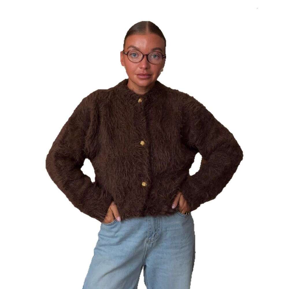 Soft Fuzzy 2025 Autumn Winter New Fashion Imitation Mink Knitted Sweater Cardigan for Women women's knitwear crop tops