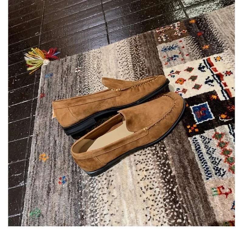 Leather Loafers Flat 2025 Design Suede Comfortable Flats Women's Casual Shoes