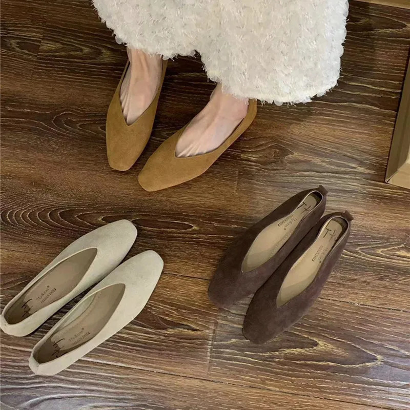 Bailamos Womens Square Toe Vintage Flats Soft Loafers Comfortable Leather Ballet Shoes for Female Dress Shoes Mujer 250402