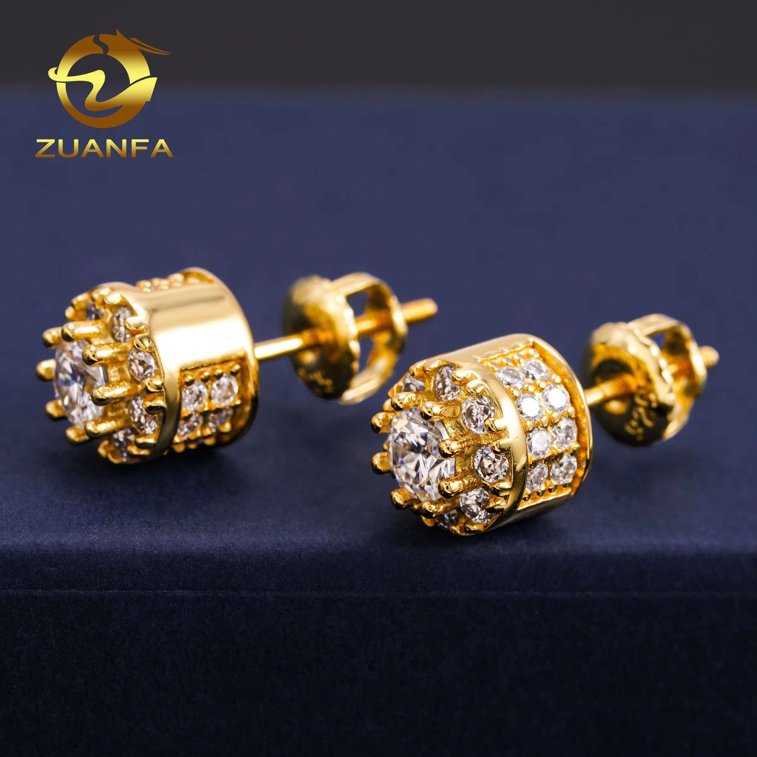 Wholesale Pass Diamond Tester Hot Selling Fine Jewelry Men Women Earring 925 Sterling Silver Hiphop VVS Moissanite Stud Earrings