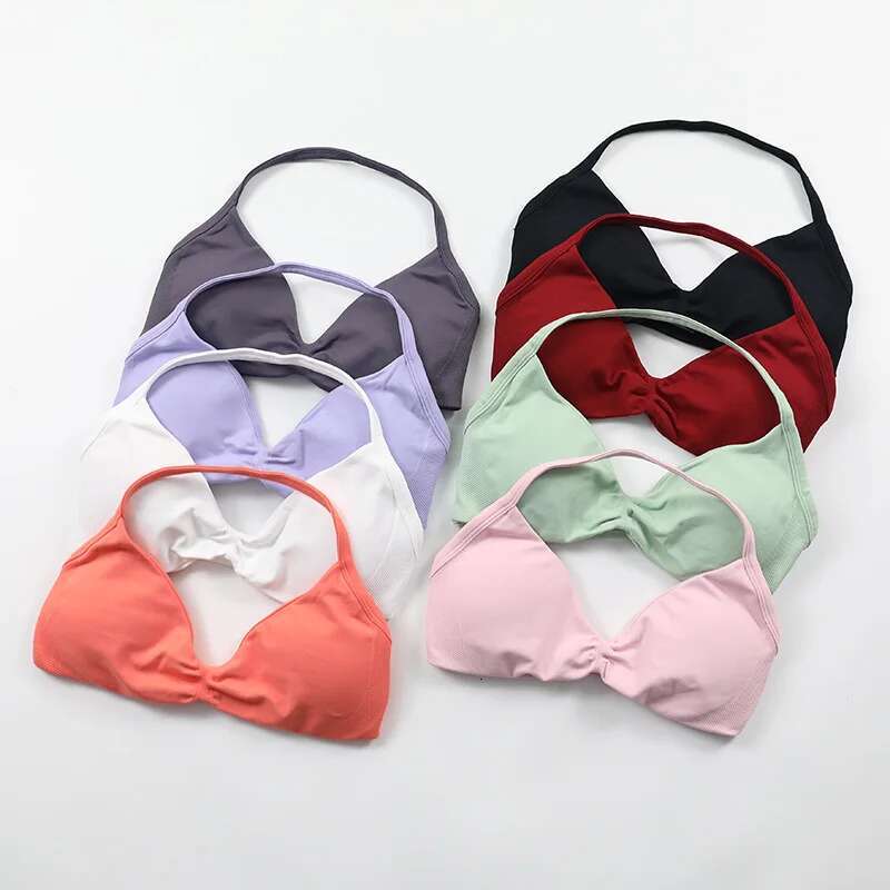 Impact Seamless Yoga Set Women 2 Pcs Scrunch Leggings Rouched Halter Sports Bra Workout Clothes Woman Gym Suit