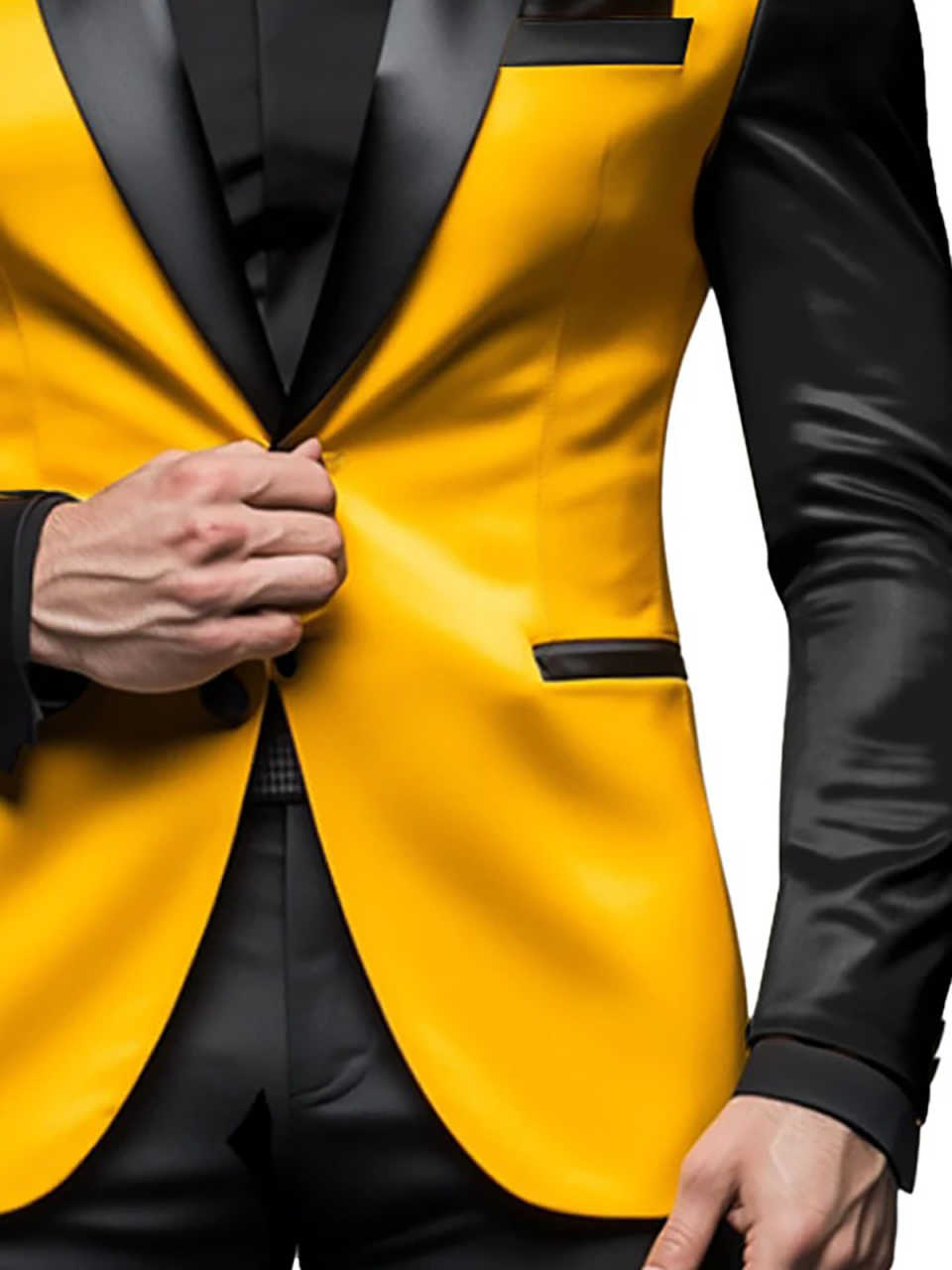 Color Block Men Tuxedos Customized Slim Fit Business Groom Wedding Pants Suits Fashion Show Wear 2 Pieces