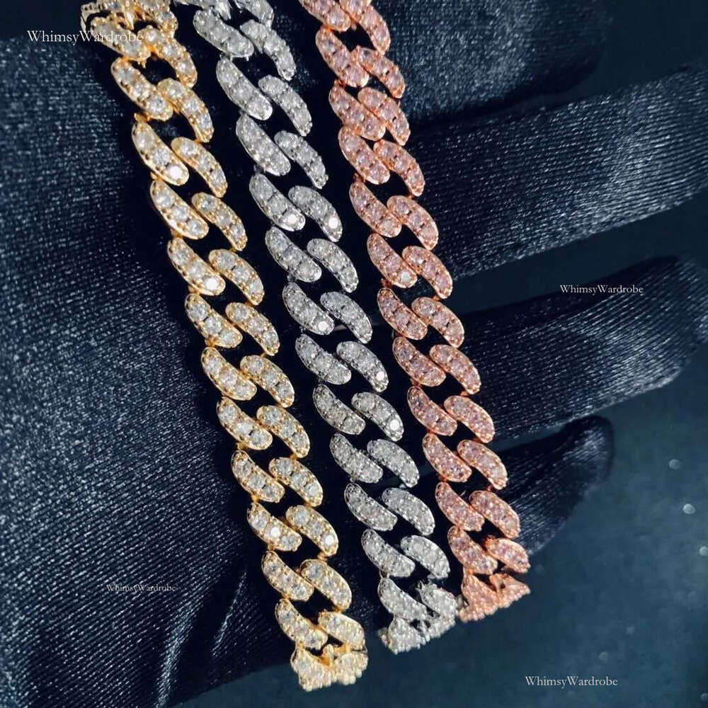 Sier & Gold Plated Miami Style Necklace with 10mm CZ Stones - Unisex Cuban k Chain