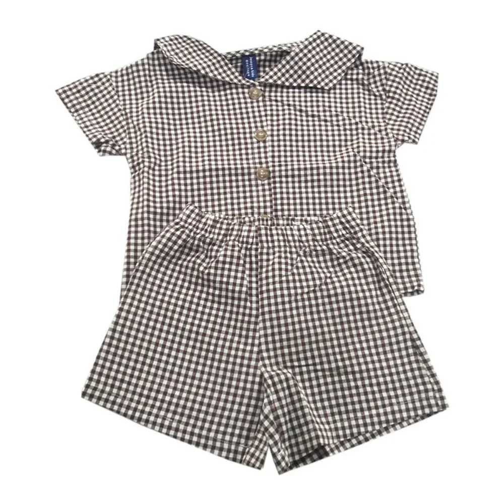 Fashion Brothers and sisters Summer Clothing Hot University Plain Girls Pendant Dress or Sailor Collar Boys Set S2548