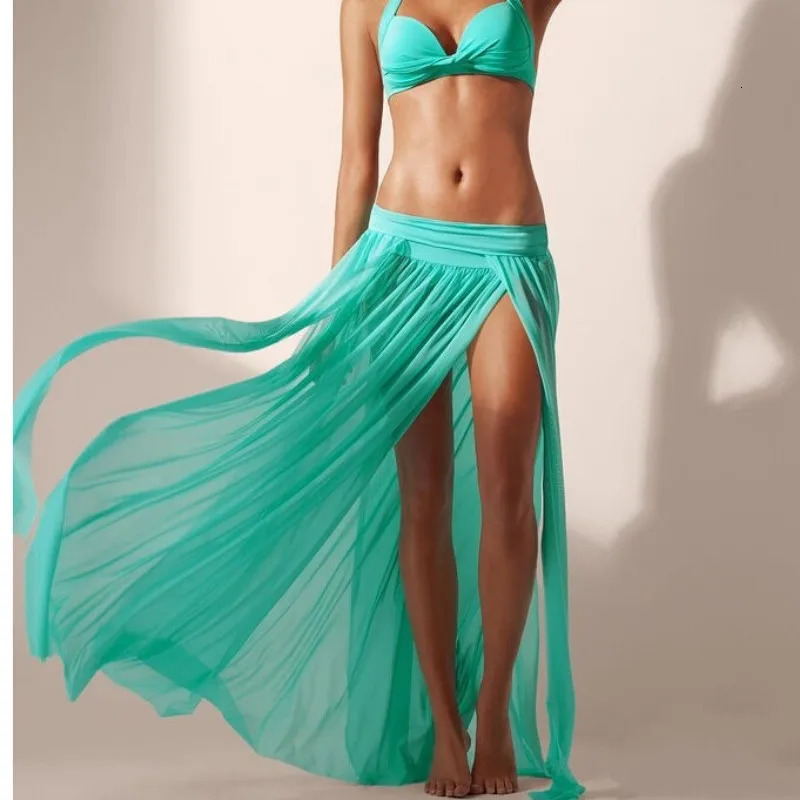5Color Solid Beach Dress Womens Mesh Bikini Top Open Style Saron Swimsuit No Size for Skiing 250409
