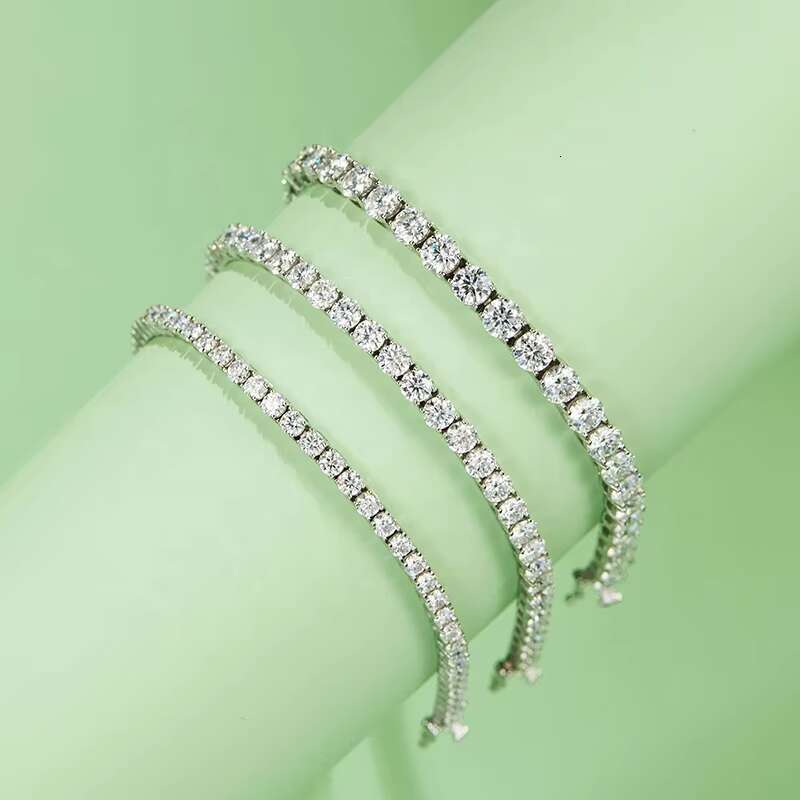 D VVS Moissanite Sliver 925 High Quality 18K White Gold Plated Tennis Bracelet