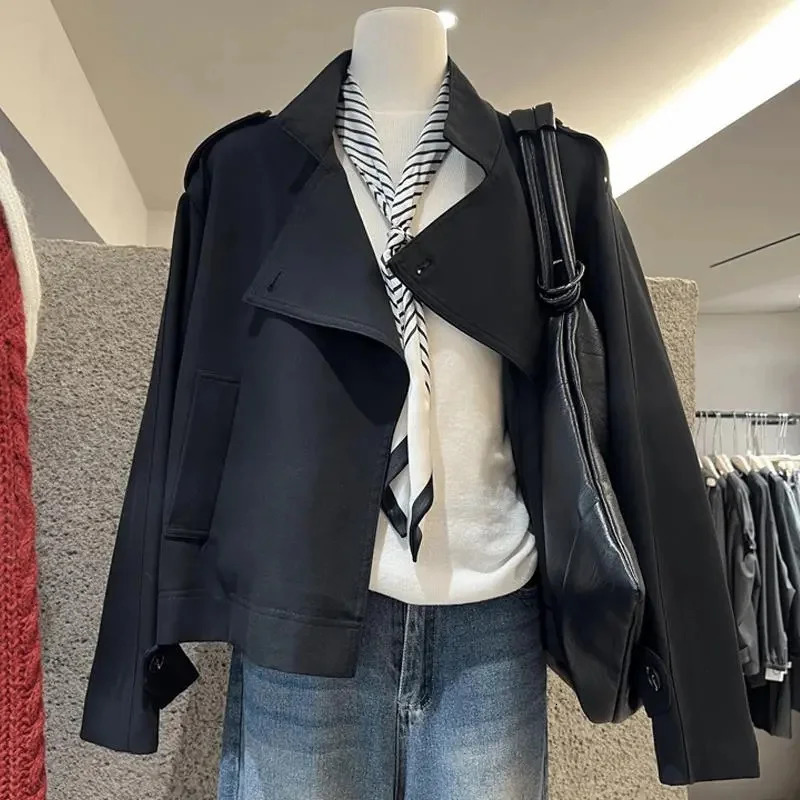 SpringAutumn Trench Coat Womens Elegant and Unique Full Match Windproof Jacket Casual 250409