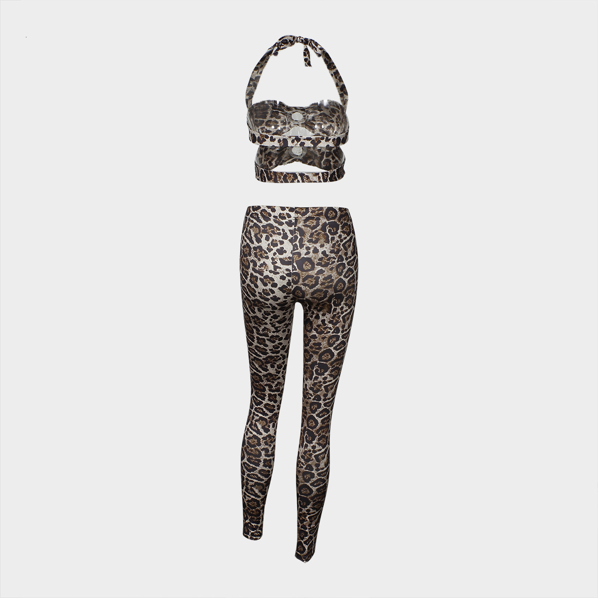 2025S Designer Women S Set New Fashionable Leopard Print Slim Fit Sexy Hollow Out Short Vest Top Cropped Pants Set