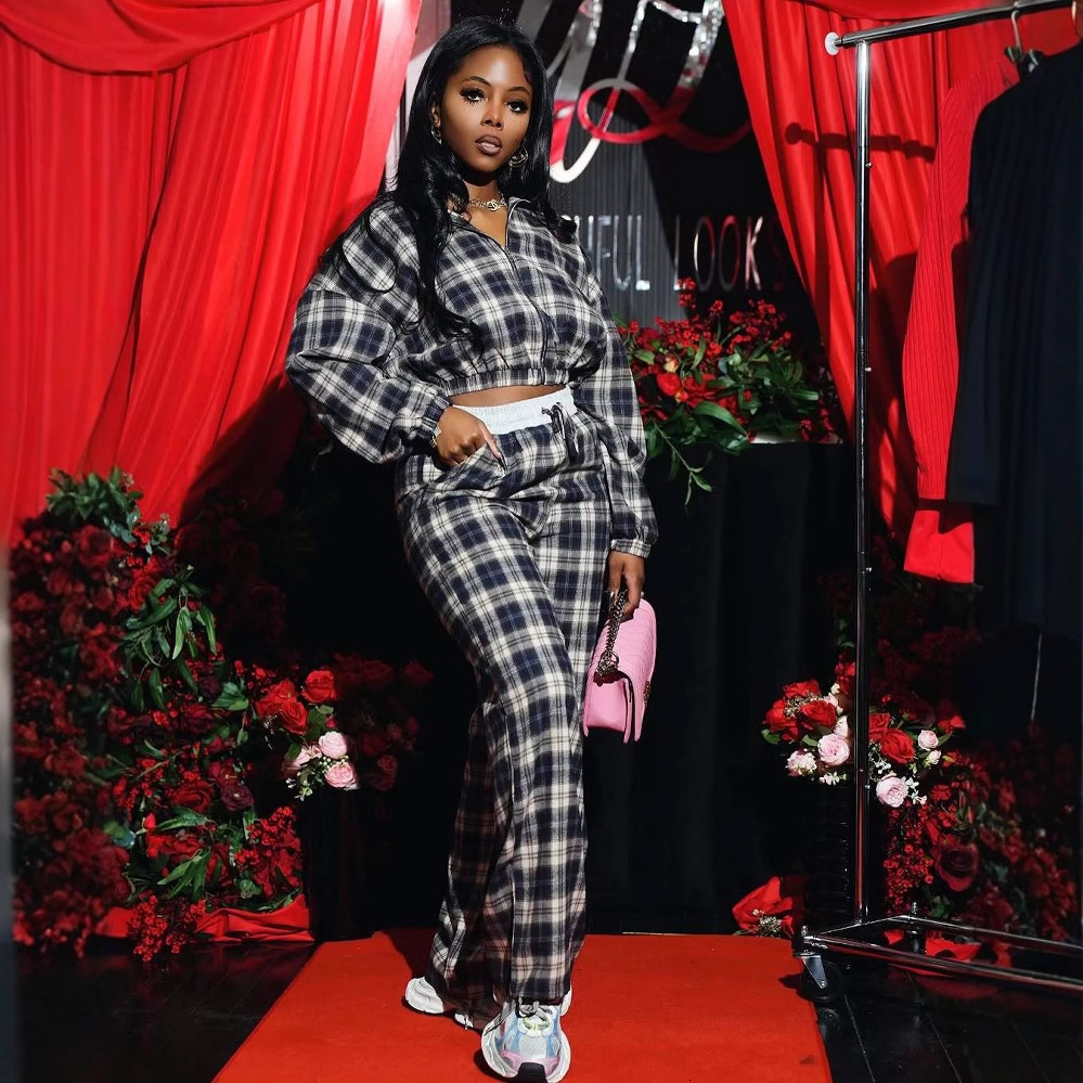 2025S Designer Women S Set New Fashionable Loose Casual Mesh Printed Zipper Coat Top High Waist Strap Pants Set