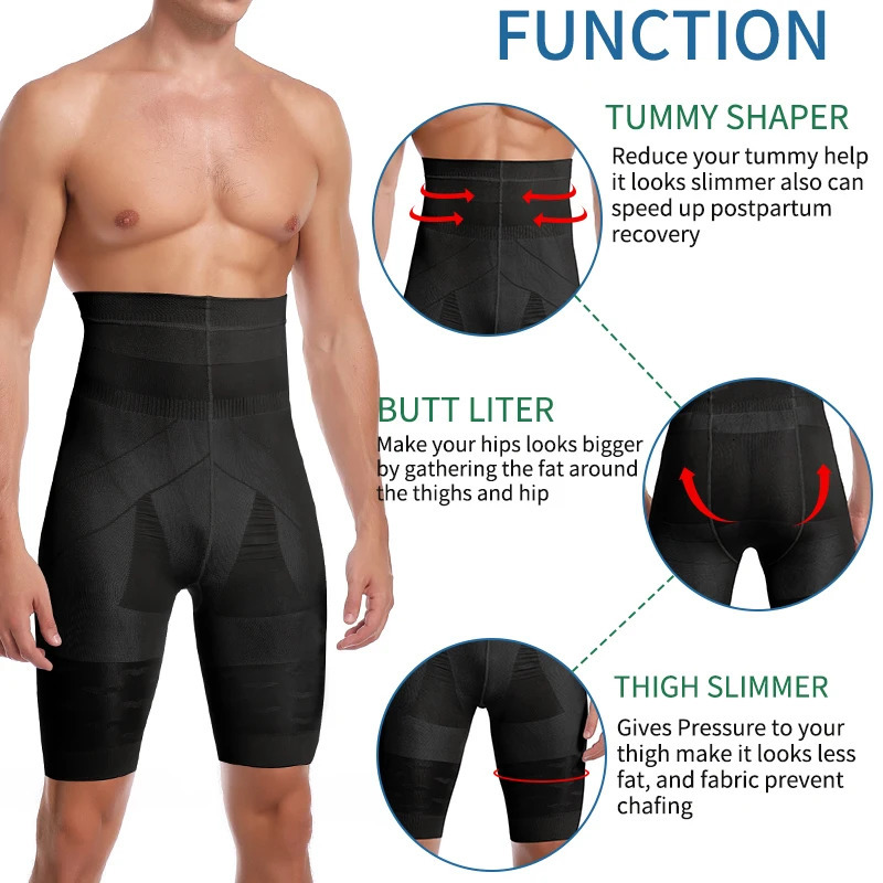 Men Tummy Control Shorts High Waist Slimming Shapewear Abdomen Belly Flat Body Shaper Leg Underwear Compression Briefs Boxer 3XL 250409