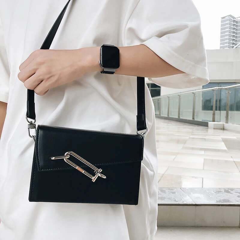 Vintage Fashion Interlock Series Lock Box High End Commuting Single PU Unisex Shoulder Slant Cross Underarm Bag