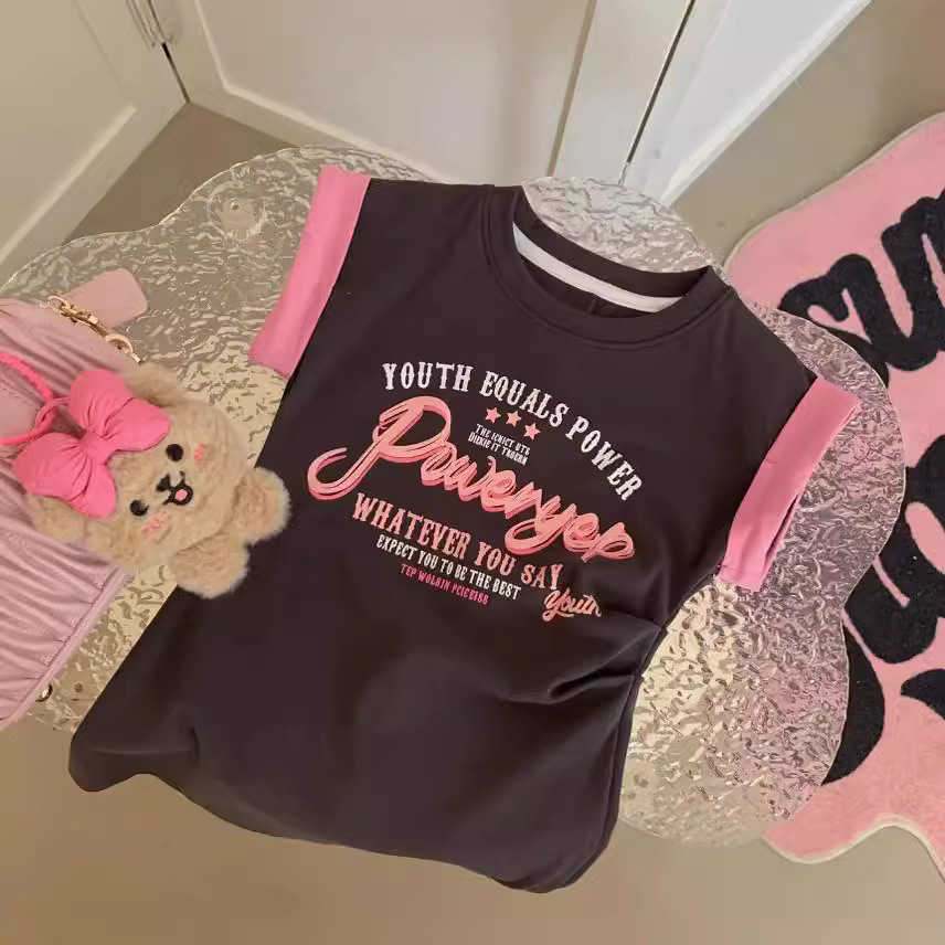 Childrens clothing parent-child clothing summer letter straight tube dress girls loose casual T-shirt skirt womens clothing casual S2548