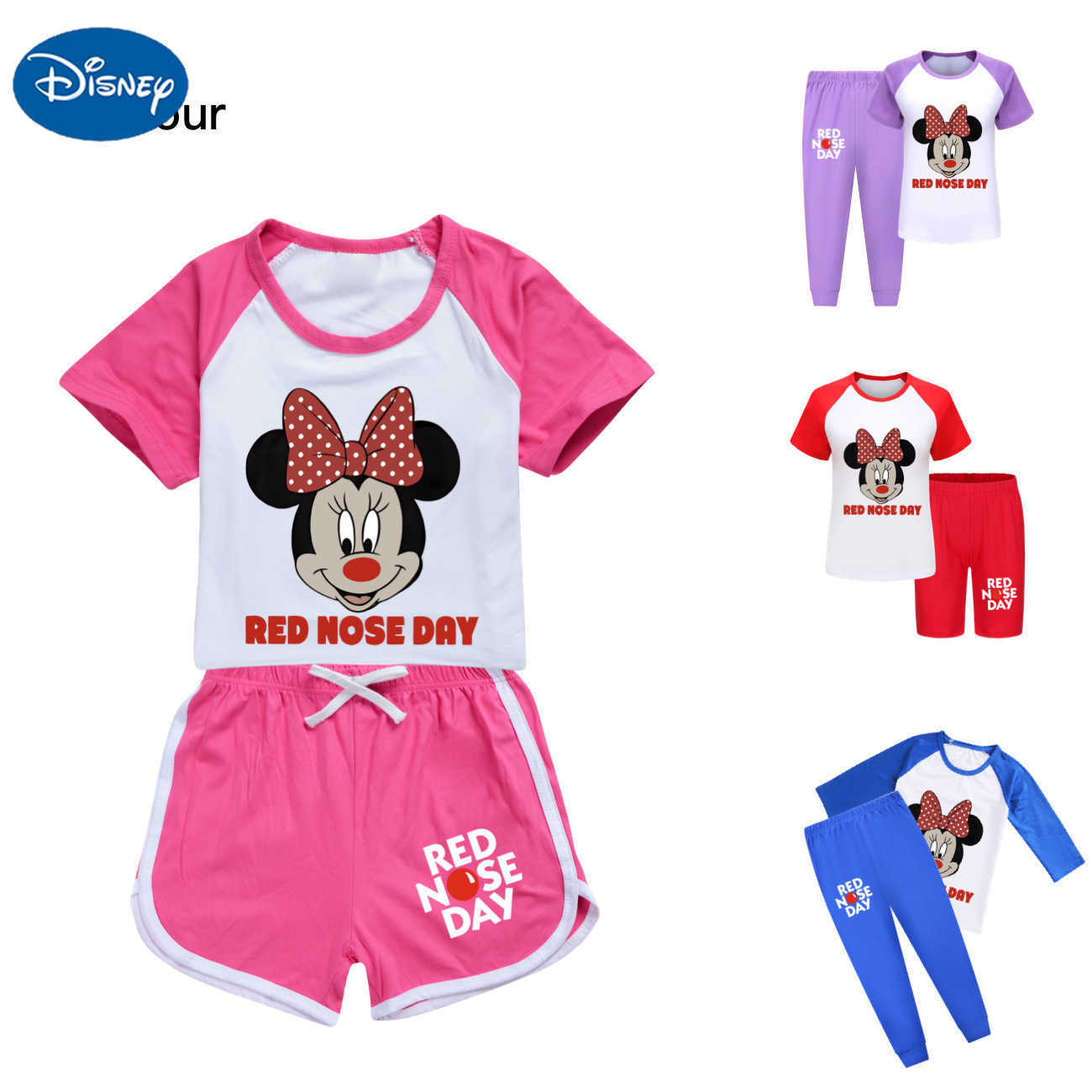 Disney Red nosed Mickey childrens summer short sleeved shorts sports suit 4204XJ250409