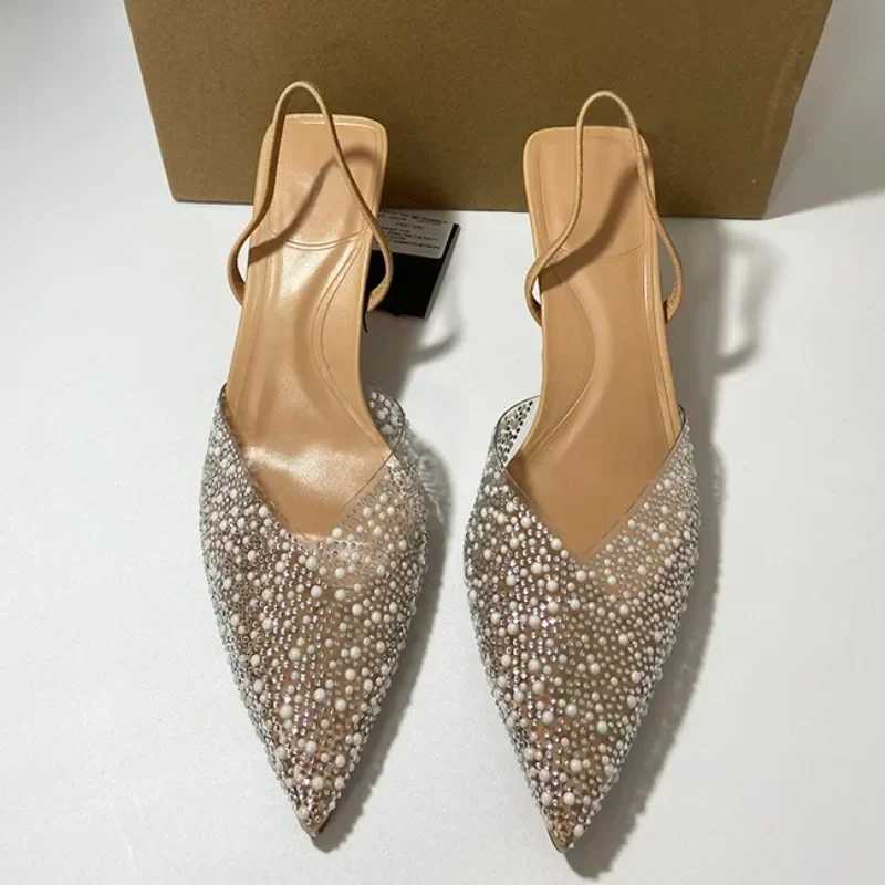 New Arrival 2025 Summer Womens High Heel Sandals Transparent Dot Toe Elegant Womens Fashion Shoes Pearl Decorative Strap Sandals T250409