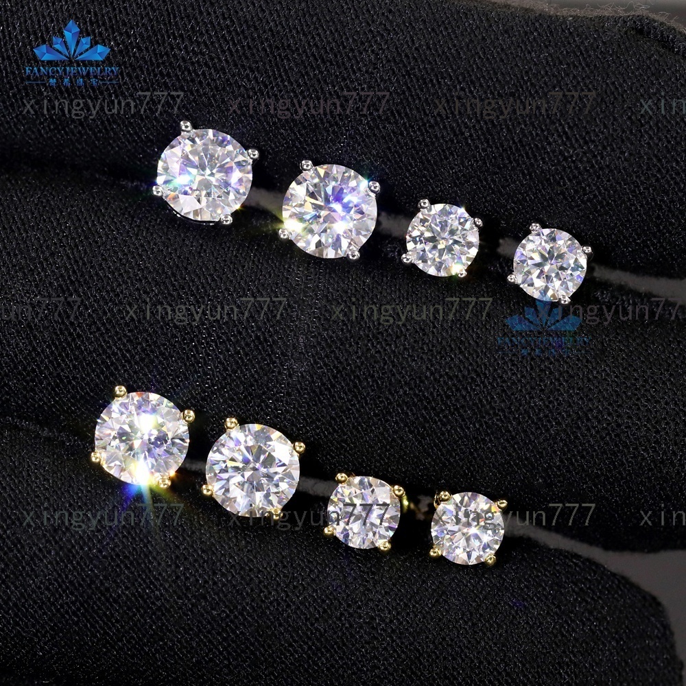 Wholesale 925 Sterling Silver Moissanite Stud Earrings VVS Diamond Tester Rose Gold Plated Jewelry High Quality Parties
