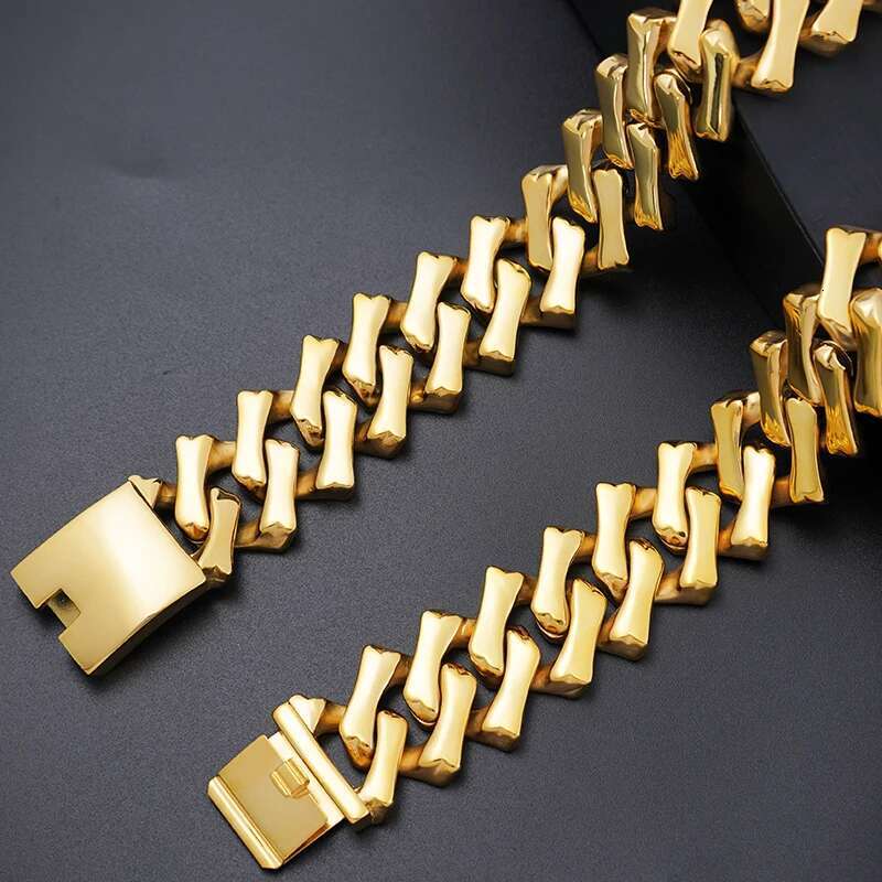 32mm Heavy Punk Gold Color Cuban Chain Necklace Bracelets Jewelry Men Women Hiphop Stainless Steel Bike Biker Choker Necklaces