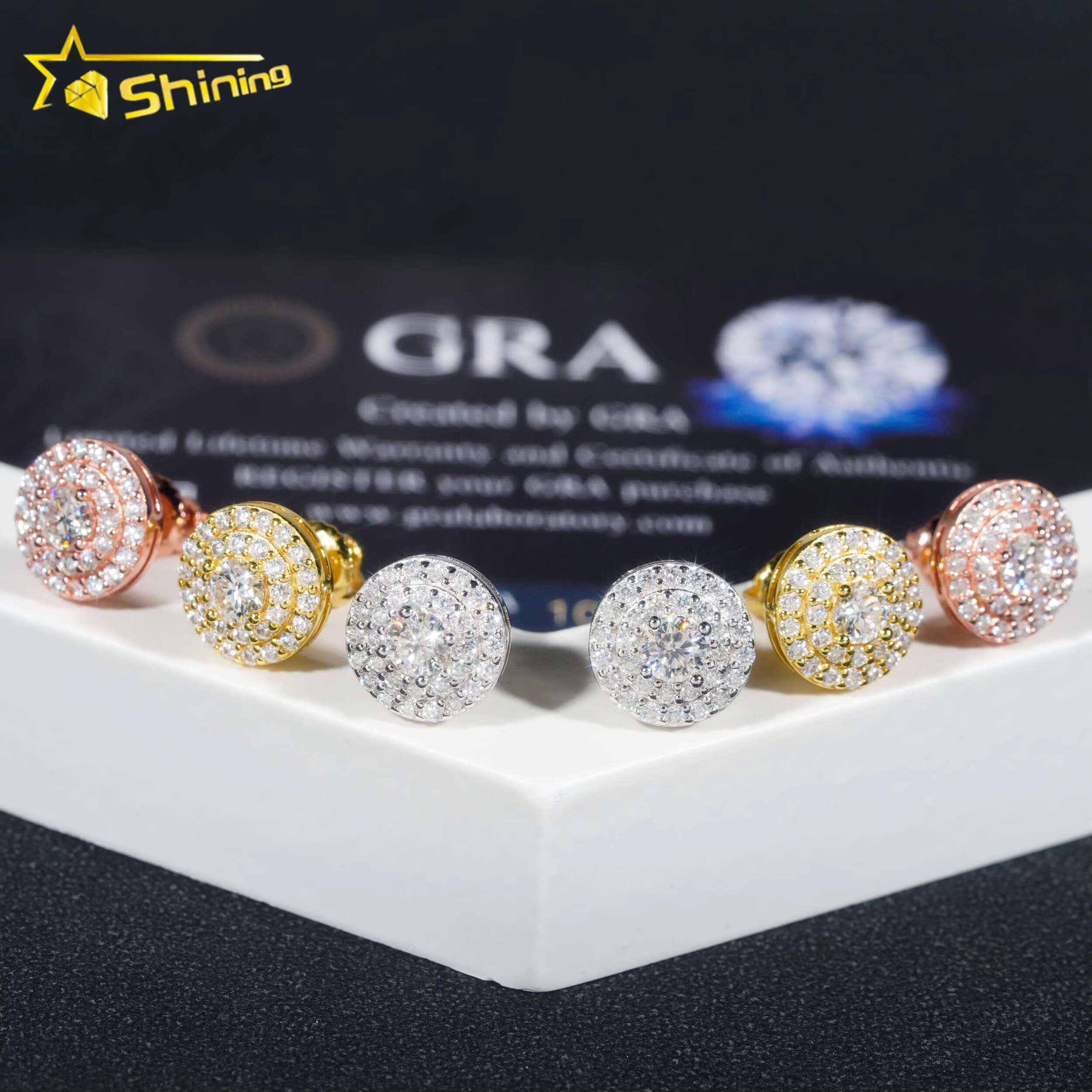 Hot Selling Jewelry Earrings Screw Back Moissanite Diamond Certified 925 Sterling Silver Stud Earrings