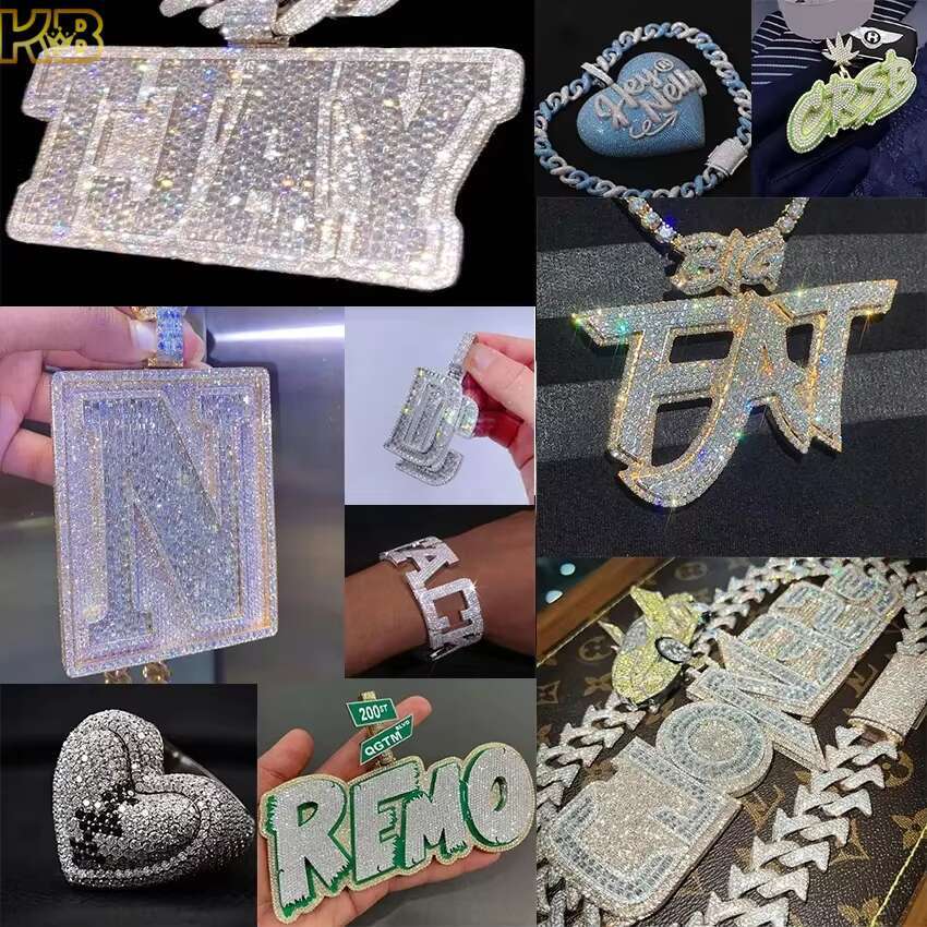 Custom Moissanite Letter Pendant with 925 Silver Hip-Hop Iced Out Chain and Stylish Look Elegant Design