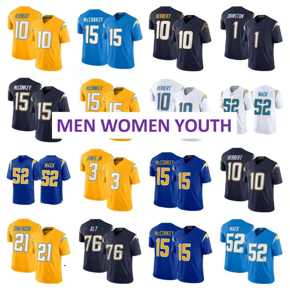 NFL Men Chargers Scott Matlock Tuli Tuipulotu Quentin Johnston Will Dissly Denzel Perryman Elijah Molden Tarheeb Still Rashawn Slater Hampton Football Jersey
