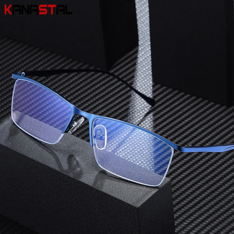 Men's Blue Light Blocking Glasses Fashion Metal Small Frame Eyegasses Business Eyewear Office Computer Prescription Glasses1.56 250407