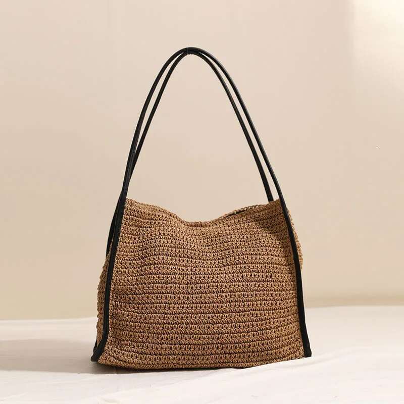 2025 Paper Rope Woven Straw Women's Large Capacity Shoulder Summer Fashion Female Beach Bag Bali Shopper Tote