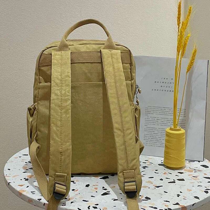 Fashion Woman Waterproof Nylon Soft Handle Solid Multi-Pocket Travel Zipper Feminina School Bags Laptop Backpack