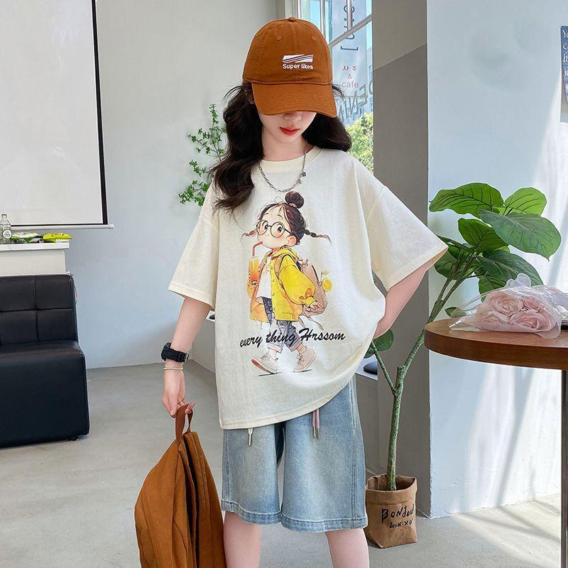Ddmyshoesvip Cotton Children S Clothing T Shirts Short Sleeves Middle Aged Children Girls Tops Summer Fashion