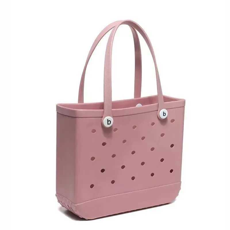 Fi Large Beach Bag EVA Rubber Waterproof Storage Basket Travel Shopping Handbag Wen Shoe Solid Color Jelly Bag Y250409NHN