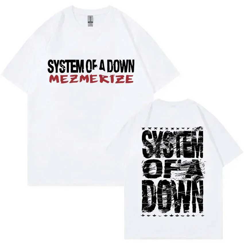 Rock Band System Mezmerize Down T-shirt Mens Retro Alternative Metal Music T-shirt Mens Fashion Oversized T-shirtXJ250409
