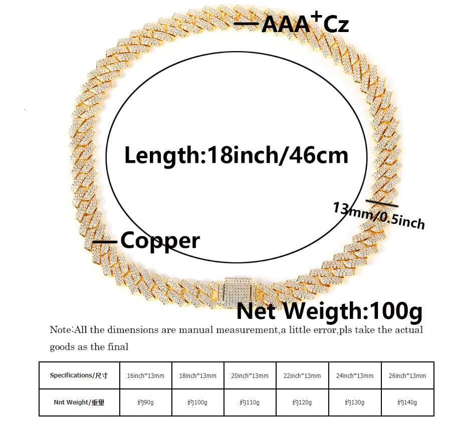 Iced Out Men 13mm Miami Cuban K thick chain necklace Bg CZ 2 Row Chains male and female rapper Jewelry