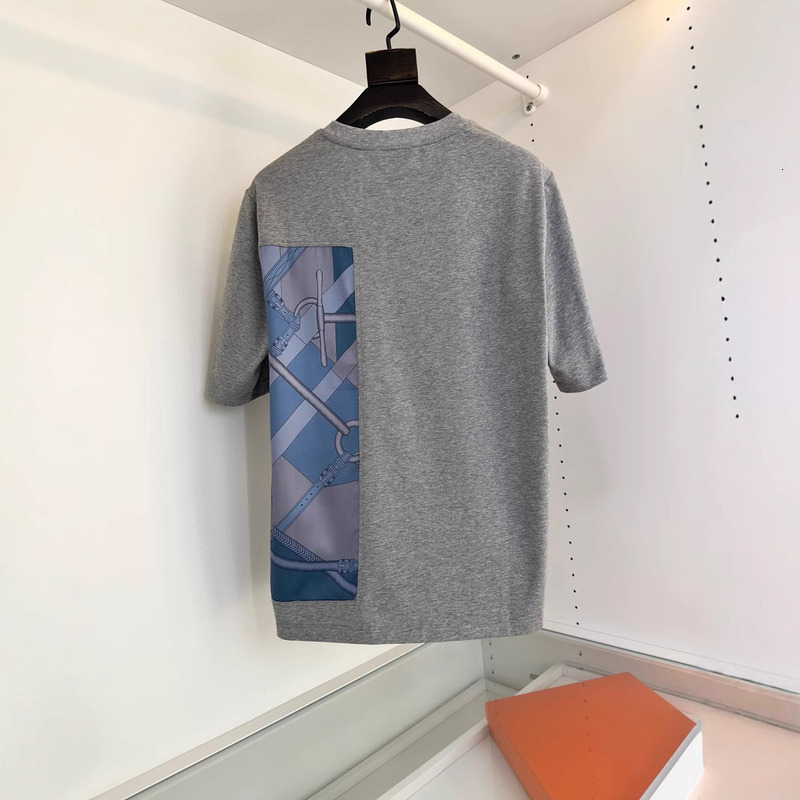 Nan You High-Quality Imitation Silk Combined With Pure Cotton Texture H Home Printed Pattern Round Neck Short Sleeved T-Shirt For Men