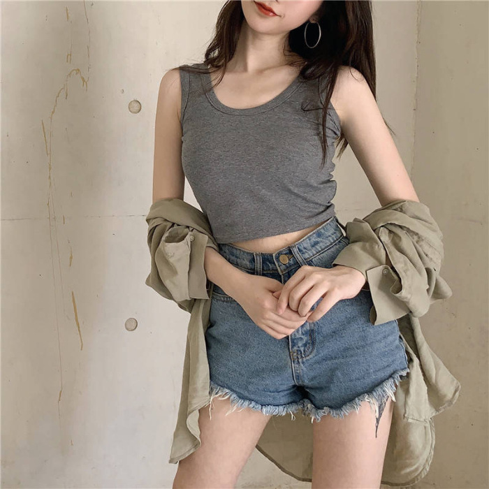2025S Designer Women S T Shirt Short Inner Lining Sleeveless Suspender Student For Women S Spring Summer Outerwear Tight And Navel Exposed Small Tank 