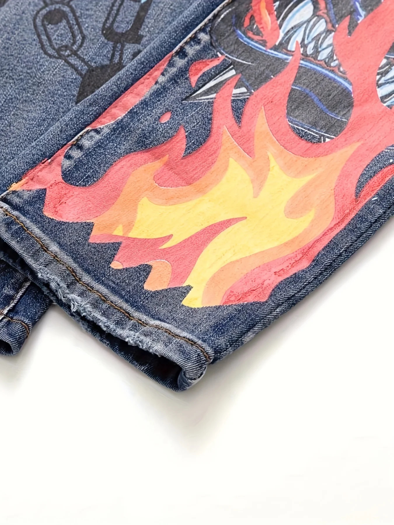 Mens Graffiti Art Denim Jeans Fashion Street Style Distressed Washed Look Comfort Fit for Spring Autumn Mens Graffiti 250408