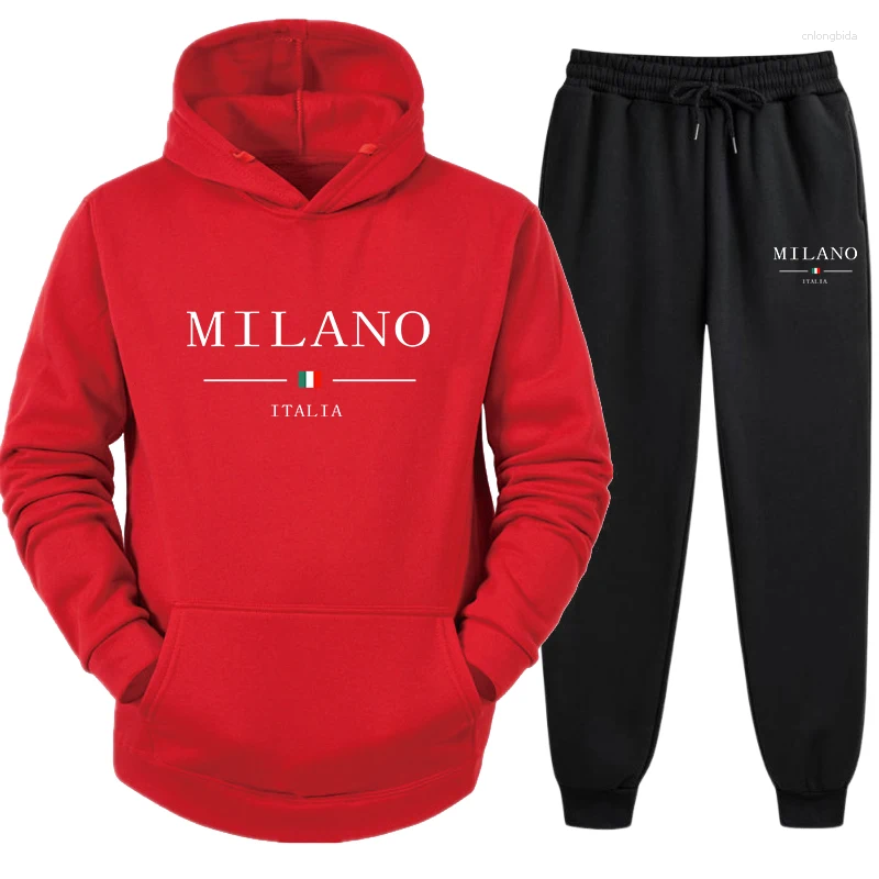 Men's Tracksuits Mens Tracksuit Hooded Sweatshirts For Men High Quality City Print Hoodies Pants Set S Casual Jogging Suit European Style