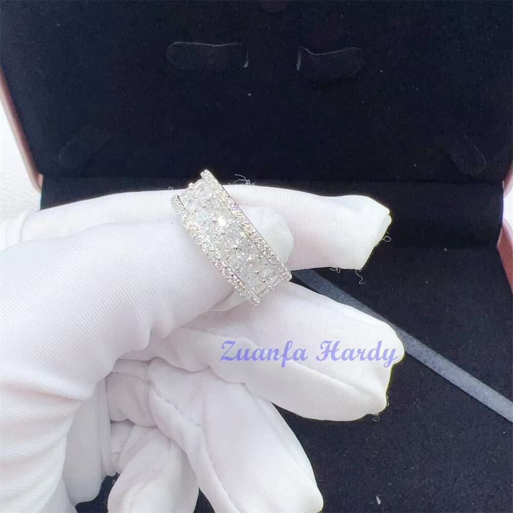 Luxury Moissanite Rings Iced Out White Gold Plated 925 Silver Man Diamond Ring Hip Hop Silver Moissanite Ring