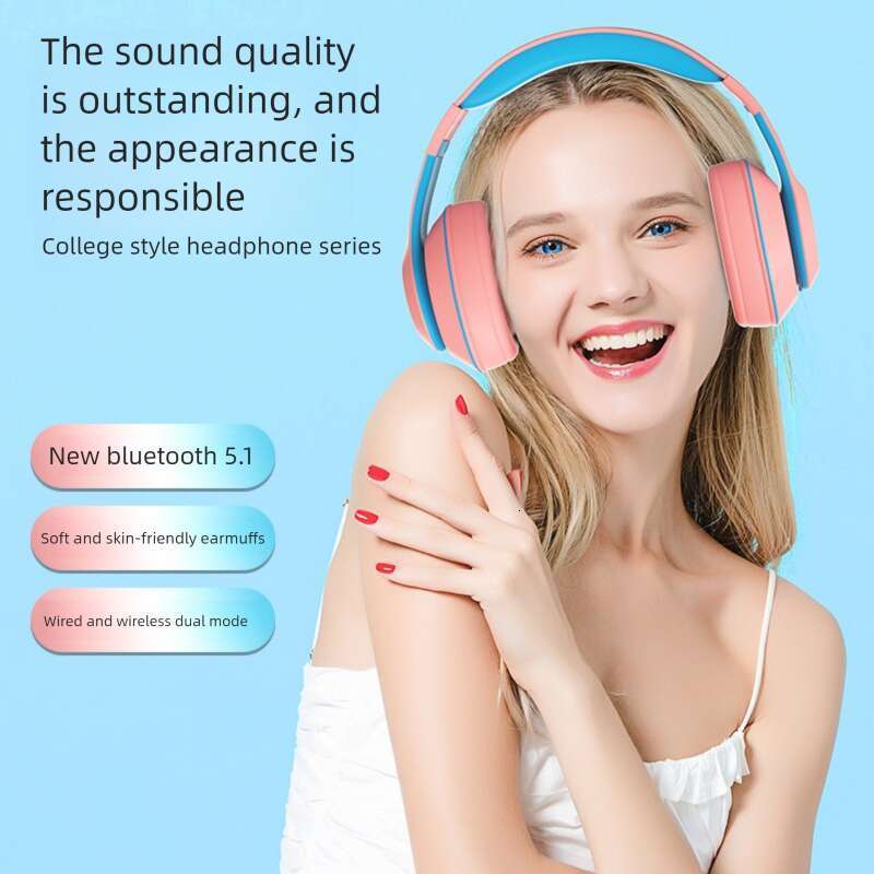 Famous Brand DR Head Mounted Children S Wireless Online Class Call College Style Bluetooth Headphones