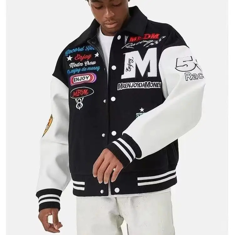 American mens high street jacket Ins style ed couple baseball uniform retro loose autumn and winter fashion 250409