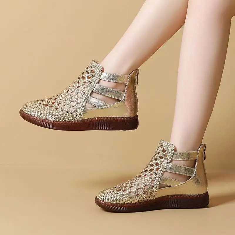 New Arrival Womens Summer Round Thick Sole Hollow Womens Orthodontic Sandals Comfortable Women Zapatos De Mujer T250409