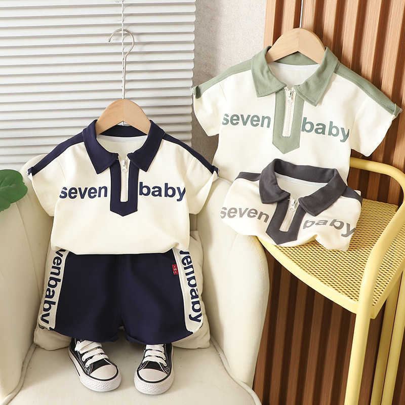 Childrens short sleeved set boys T-shirt babys summer childrens clothing girls shorts baby clothes summer clothes S2548
