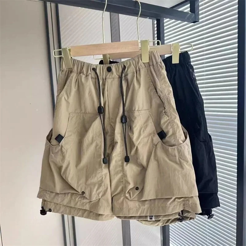 Summer vintage Bermuda mens shorts gym multi pocket sports casual breathable Y2K streetwear 250409